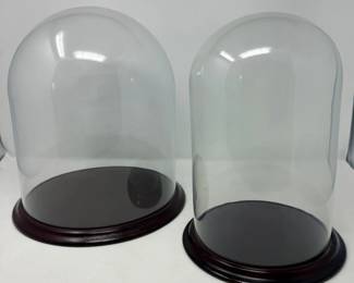 66 PairofGlassDisplayClocheswithWoodenBases