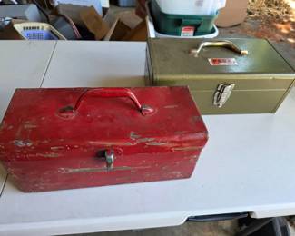 104 2VintageMetalToolBoxesWithTools