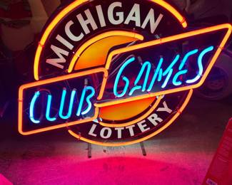 MI Lottery Neon Sign