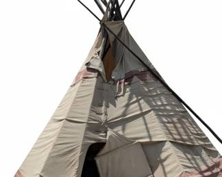 Vintage Canvas Tipi with Wooden Pole Set third image