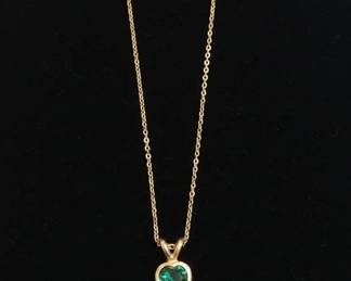Emerald and Diamond Heart Pendant Necklace third image
