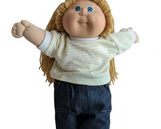 Vintage Cabbage Patch Kids Doll  Blonde Hair, Blue Eyes, Jeans Outfit