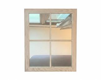 Rustic White Windowpane Mirror with Shelf
