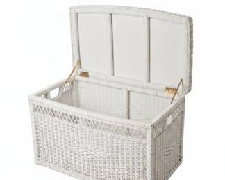 Vintage White Wicker Trunk second image