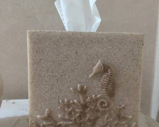 Seahorse and Coral Resin Tissue Box Cover