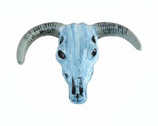 HandPainted Blue and Black Steer Skull Wall Mount