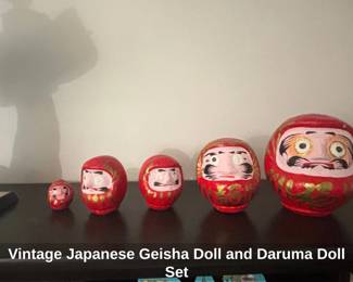 Vintage Japanese Geisha Doll and Daruma Doll Set second image