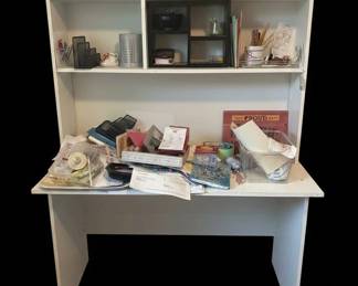 White Laminate Computer Desk with Hutch third image