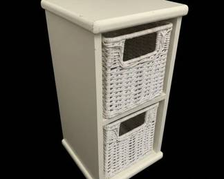 White Drawer Storage Unit with Wicker Baskets