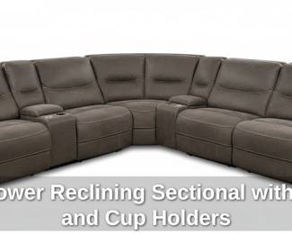 Brown Power Reclining Sectional with Console and Cup Holders