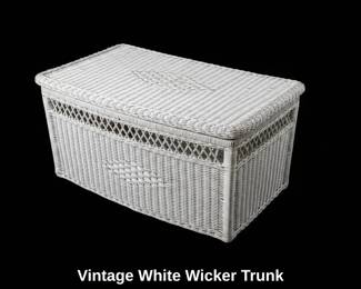 Vintage White Wicker Trunk