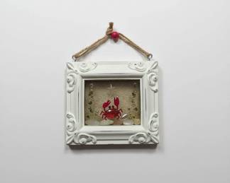Decorative Coastal Crab Shadow Box with Seashells and Sea Glass