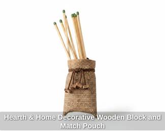 Hearth  Home Decorative Wooden Block and Match Pouch