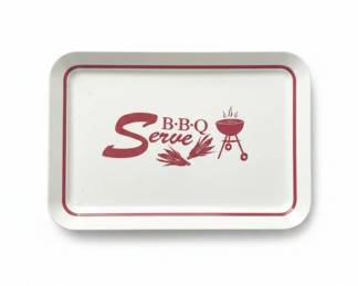 Vintage B.B.Q. Serve Milk Glass Tray second image