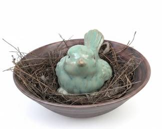 Ceramic Bird in Nest Bowl