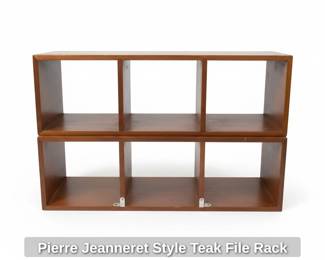 Pierre Jeanneret Style Teak File Rack
