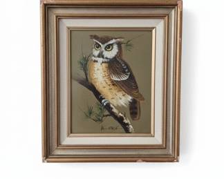 W. Steele Original Oil Painting of an Owl