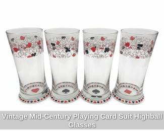 Vintage MidCentury Playing Card Suit Highball Glasses third image