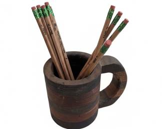 Handmade Wooden Mug Pencil Holder with Palomino EduKit Pencils