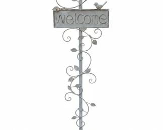 Metal Shovel Welcome Garden Stake with Birds