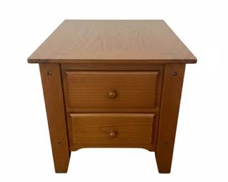 Vintage Oak TwoDrawer Shaker Style Nightstand