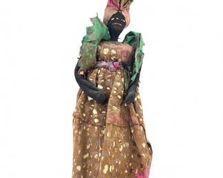 Handmade African Cloth Doll with Headwrap and Dress