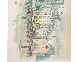 Vintage Rue Mouffetard Lithograph by RPluim