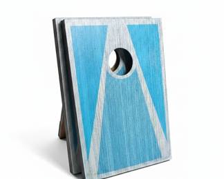 Blue and White Triangle Cornhole Set