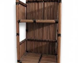 Vintage TwoTier Bamboo and Rattan Wall Shelf