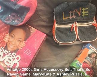 Vintage s Girls Accessory Set Thats So Raven Game, MaryKate  Ashley Puzzle, and Denim Backpack