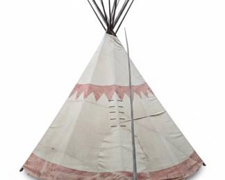 Vintage Canvas Tipi with Wooden Pole Set sixth image