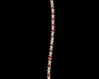Gold Ruby and Diamond Tennis Bracelet