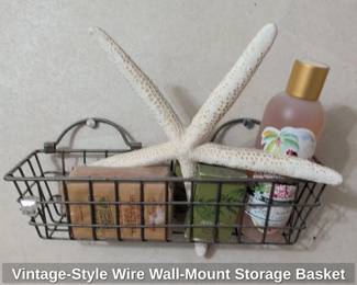 VintageStyle Wire WallMount Storage Basket