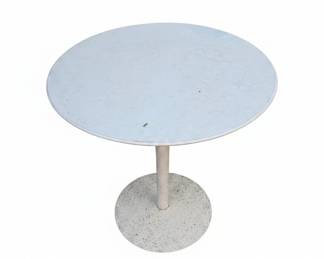 Vintage White Speckled Pedestal Side Table