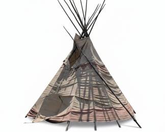 Vintage Canvas Tipi with Wooden Pole Set second image