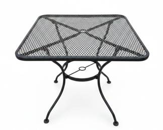Black Metal Mesh Square Patio Table with Umbrella Hole