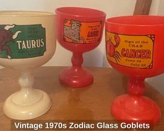 Vintage s Zodiac Glass Goblets