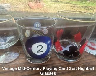 Vintage MidCentury Playing Card Suit Highball Glasses second image