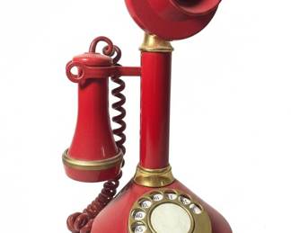 Vintage Red Candlestick Telephone Reproduction