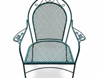 Vintage Wrought Iron Patio Armchairs with Oak Leaf Motif by Woodard or Salterini