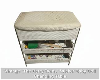 Vintage The Berry Twins Wicker Baby Doll Changing Table
