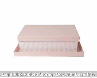 Light Pink Ribbed Storage Box with Base Tray