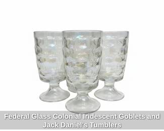 Federal Glass Colonial Iridescent Goblets and Jack Daniels Tumblers second image