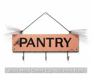 Black Metal Coffee Cup Wall Hook Rack