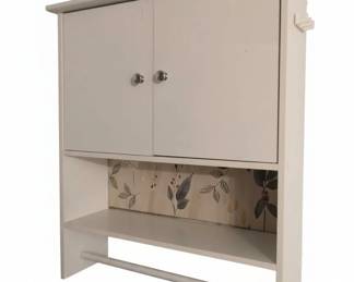 White WallMounted Bathroom Cabinet with Towel Bar