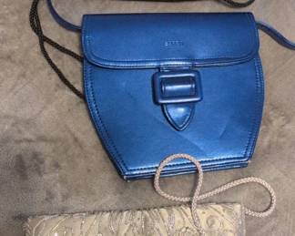 Vintage Esprit Shoulder Bag with Black Pleated Clutch and Beaded Evening Clutch Set