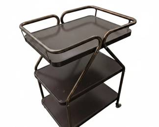 Vintage MidCentury Modern Tier Rolling Bar Cart by Hamilton Cosco