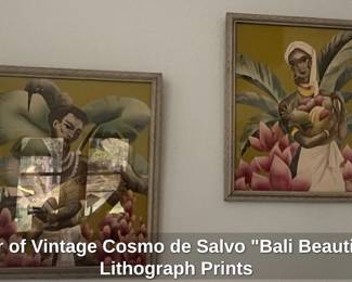 Pair of Vintage Cosmo de Salvo Bali Beauties Lithograph Prints