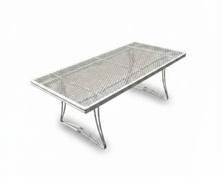 Modern White Metal Outdoor Sectional and Mesh Coffee Table Set second image