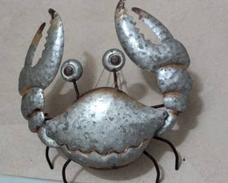Galvanized Metal Crab Wall Sculpture